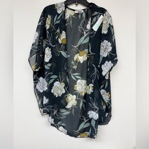 Emory Park Black Floral Sheer Kimono